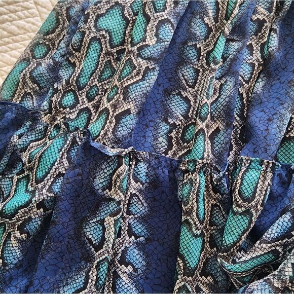 Sundance reptile print ruffled layer midi/maxi sleeveless dress - Picture 12 of 13